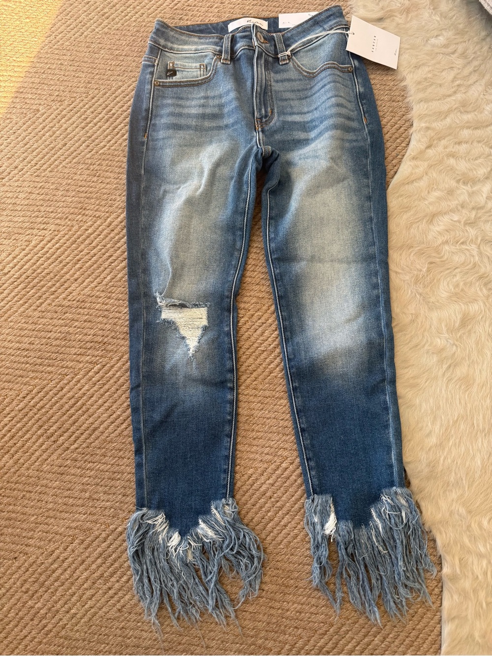 KanCan  Frayed Hem Distressed Blue Women’s Jeans